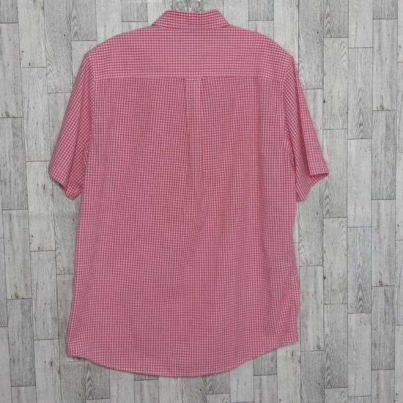Chaps Shirt Men's Medium Button Up Pink Plaid Short Sleeve Dadcore Camp Outdoor - Picture 3 of 12